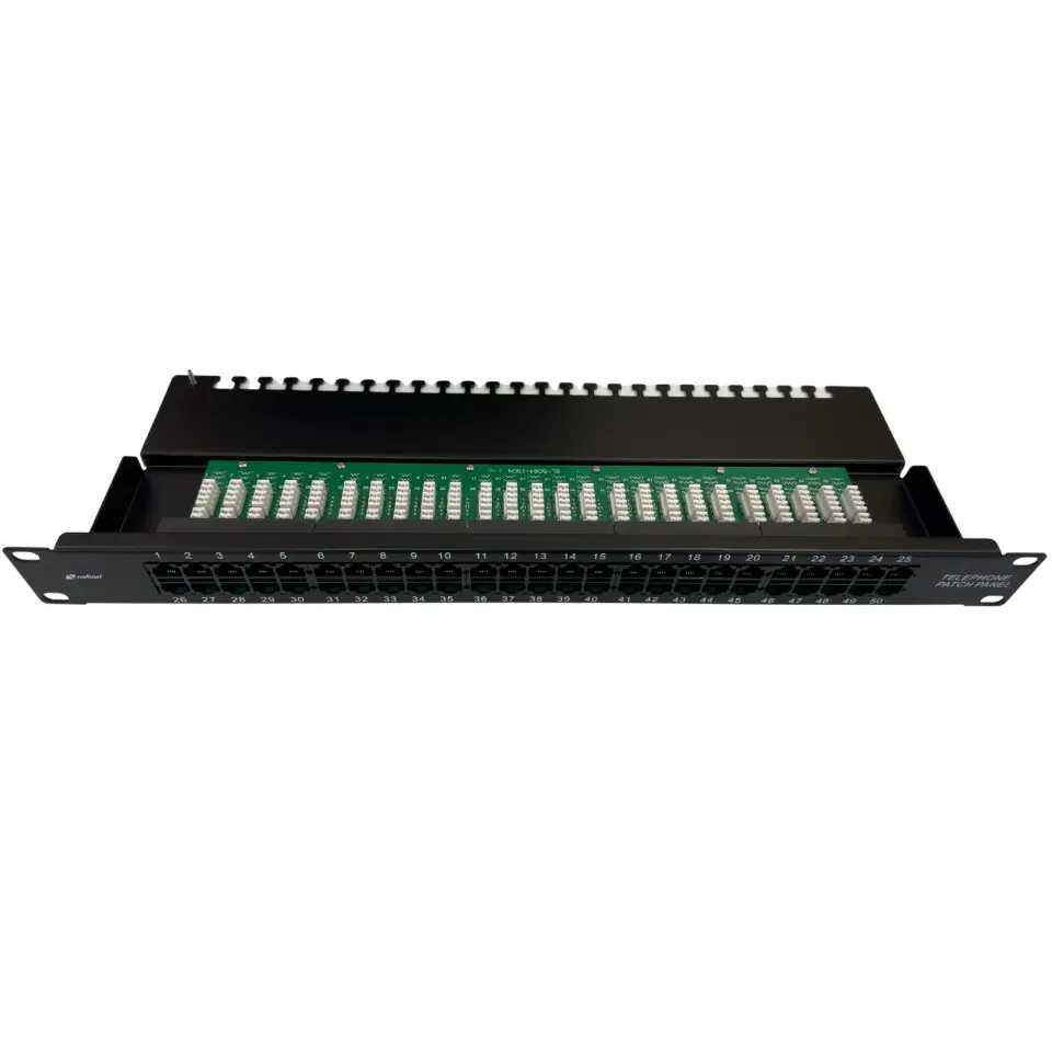 50 Port Cat3 ISDN Telefon Patch Panel 1U 19'' Dolu