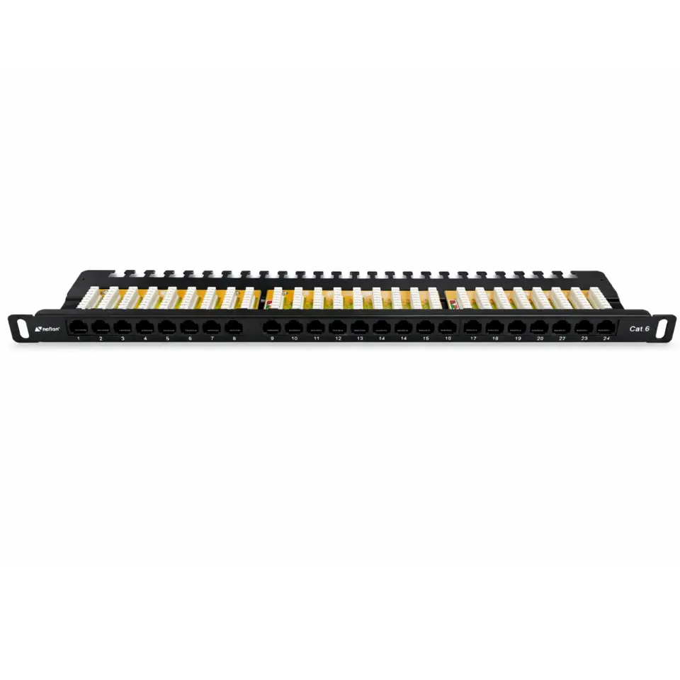 24 Port Cat6 Dolu Patch Panel 0,5U 19''-İnce Tasarım