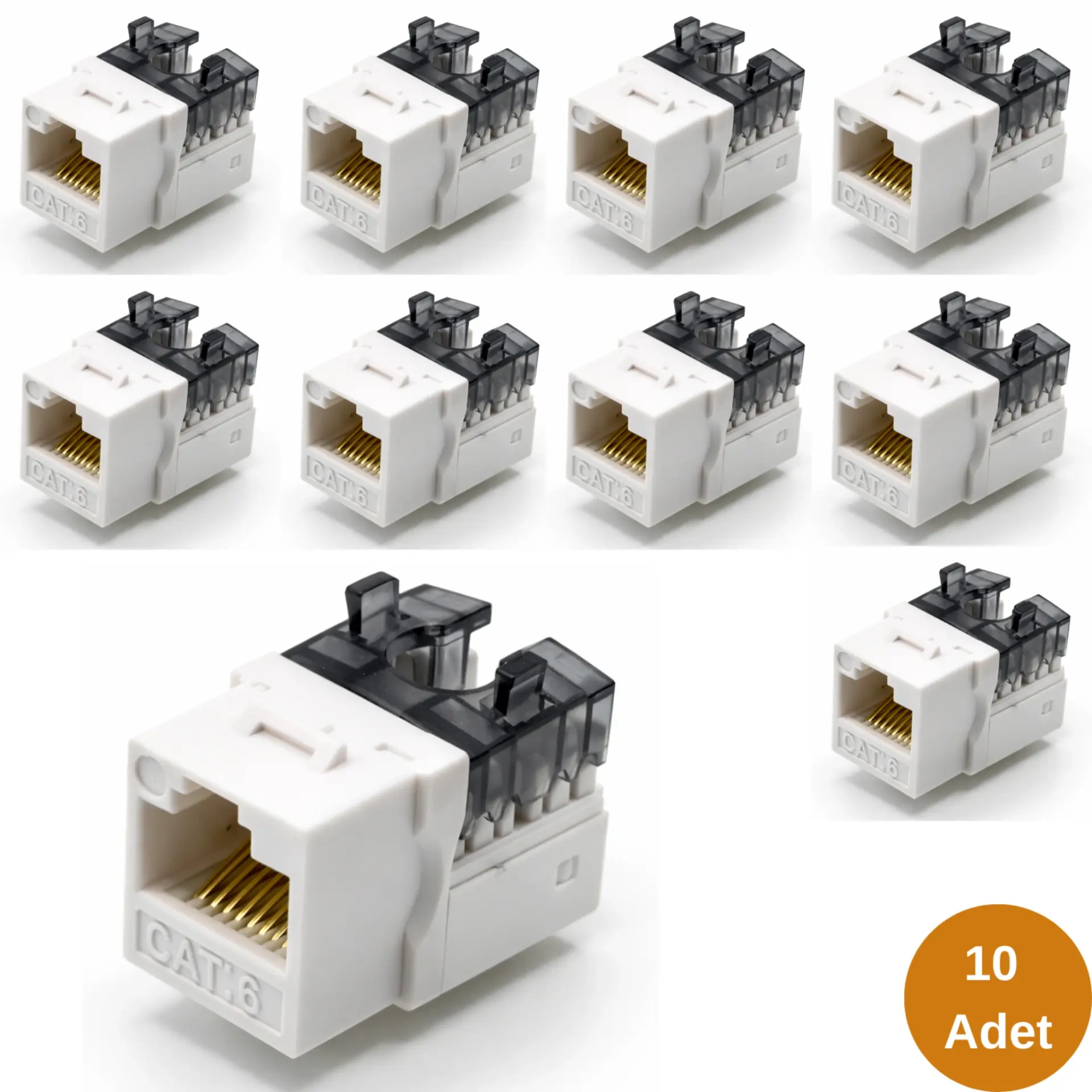 Cat6 RJ45 Keystone Jack 90 Derece Zırhsız-10 Adet