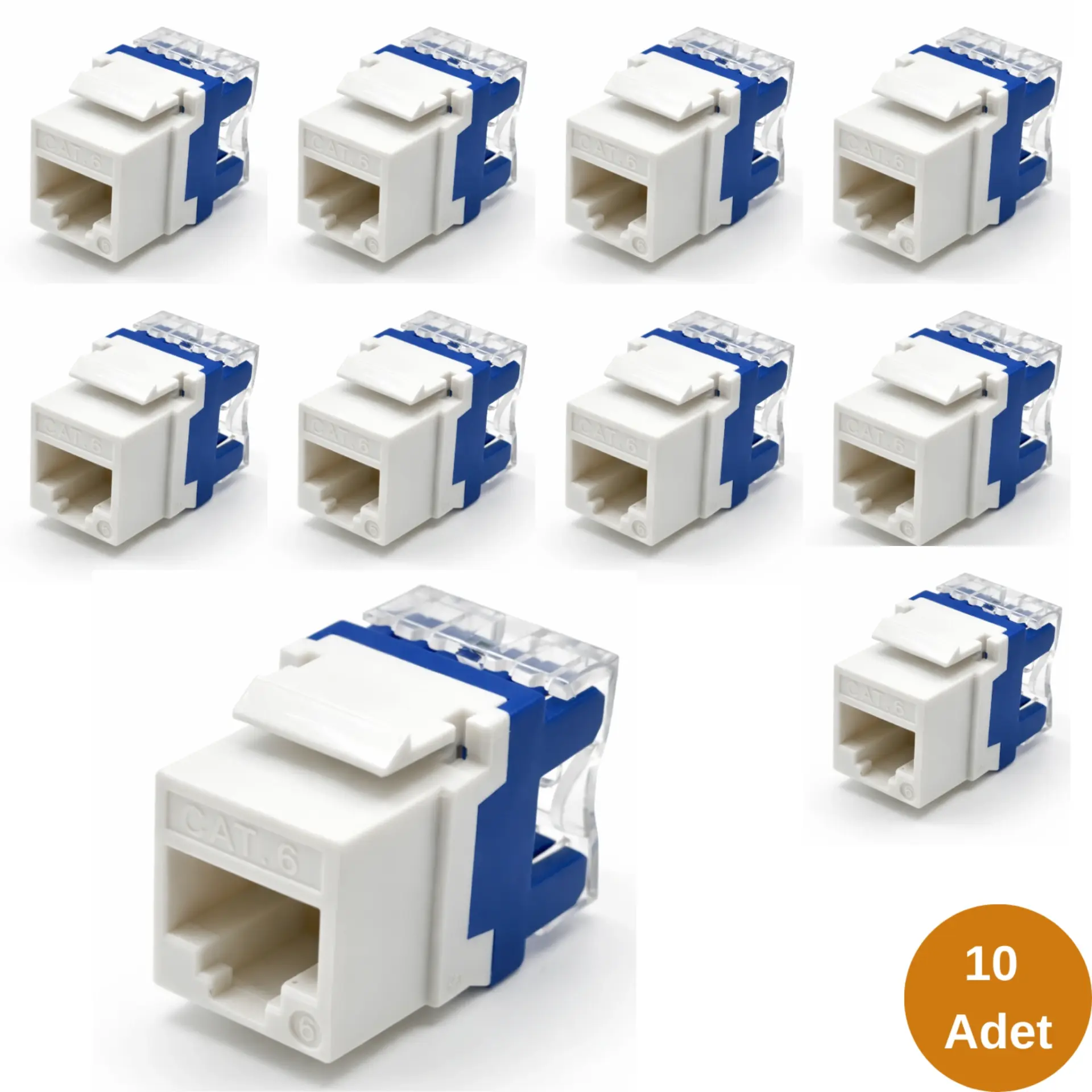 Cat6 RJ45 Keystone Jack 180 Derece Zırhsız (Tip 1)-10 Adet