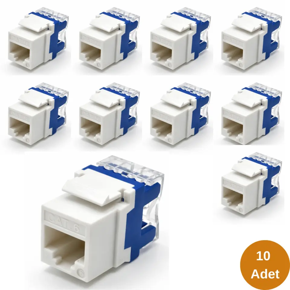 Cat6 RJ45 Keystone Jack 180 Derece Zırhsız (Tip 1)-10 Adet