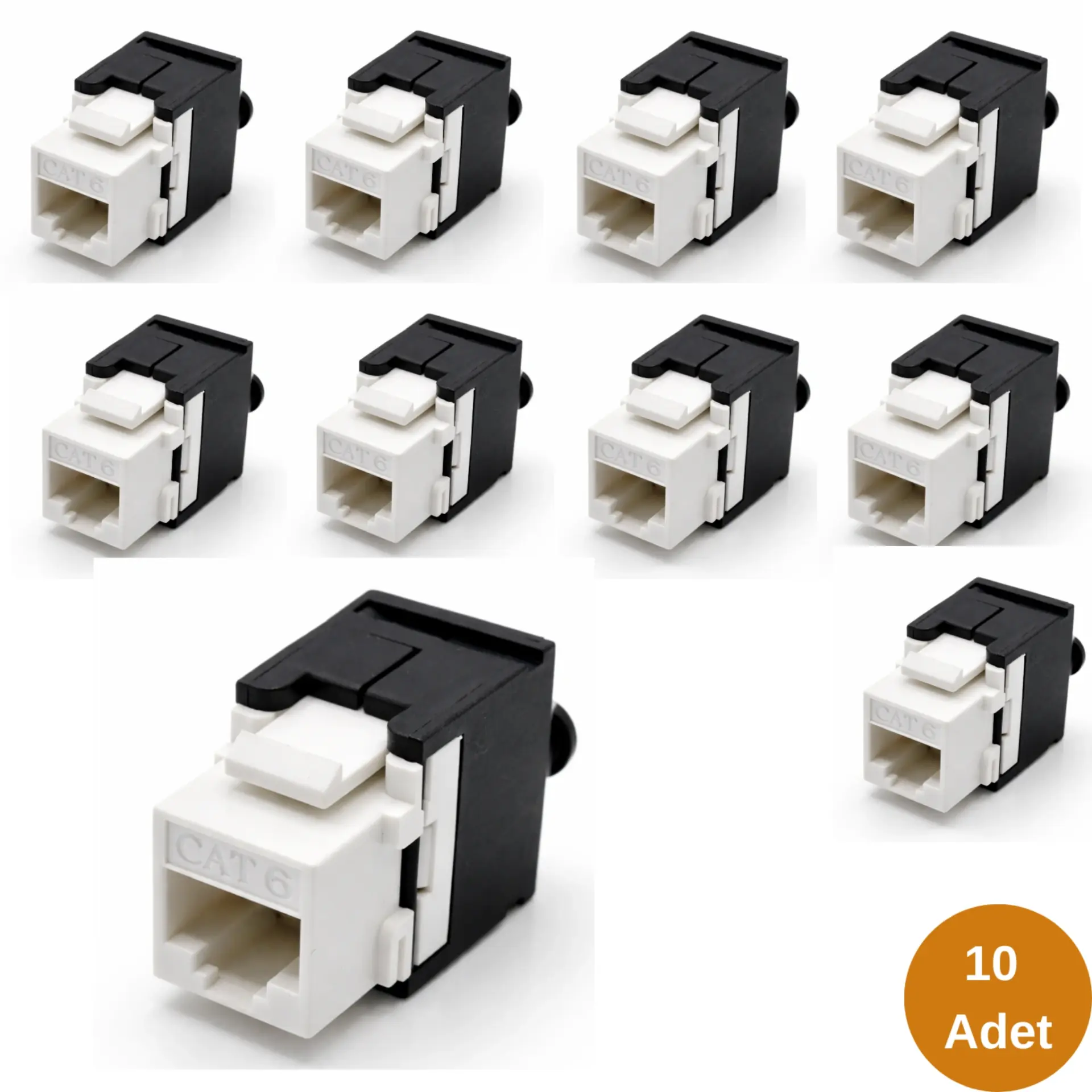 Cat6 RJ45 Keystone Jack 180 Derece Zırhsız Kelebek Tipi Aletsiz Sonlandırılabilir-10 Adet