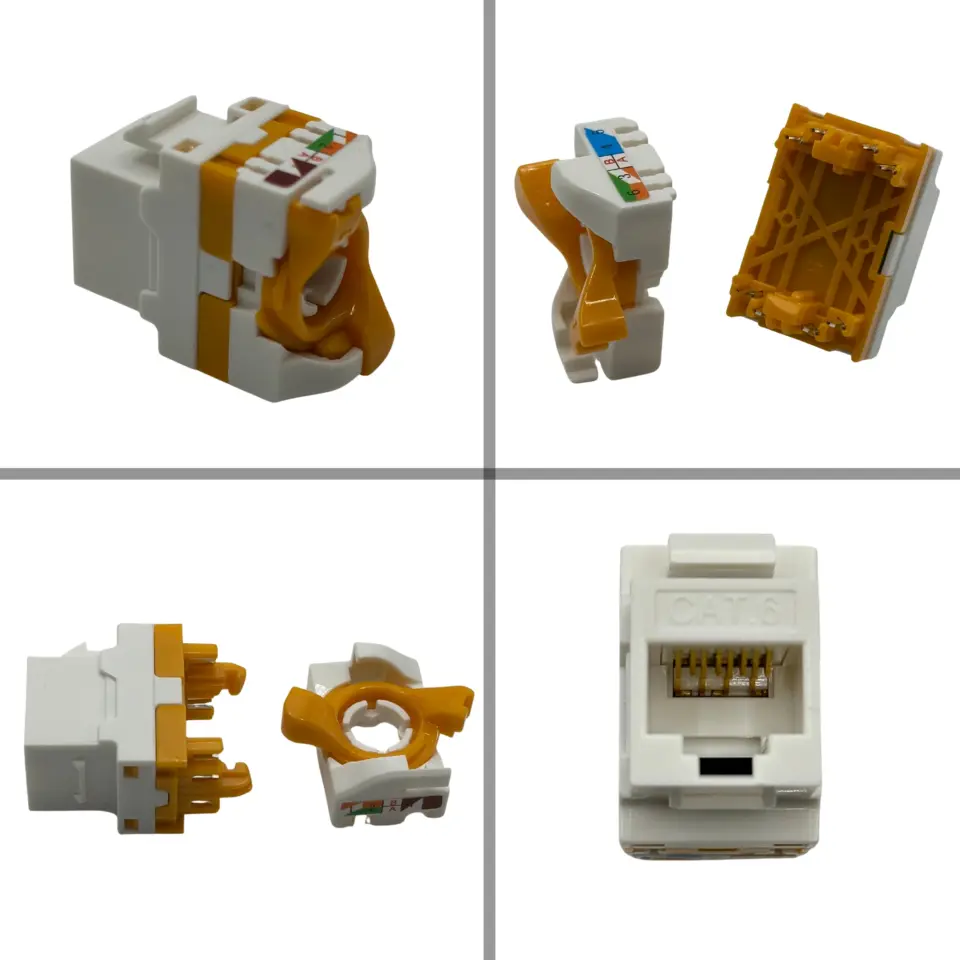 Cat6 RJ45 Keystone Jack 180 Derece Zırhsız Çevirmeli Tip Aletsiz Sonlandıralabilir-10 Adet