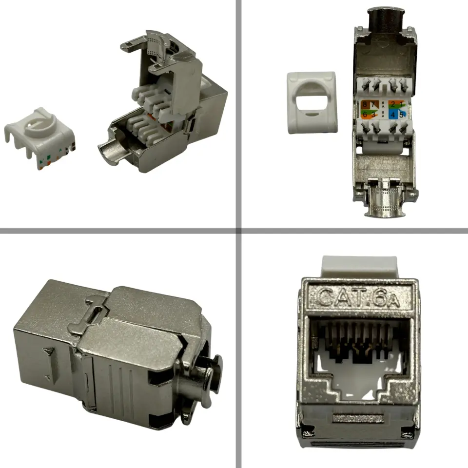 Cat6A RJ45 Keystone Jack 180 Derece S/FTP Zırhlı Aletsiz Sonlandıralabilir-10 Adet