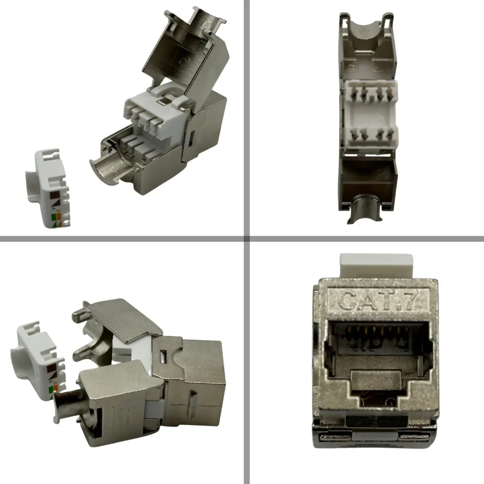 Cat7 RJ45 Keystone Jack 180 Derece S/FTP Zırhlı Aletsiz Sonlandıralabilir-10 Adet