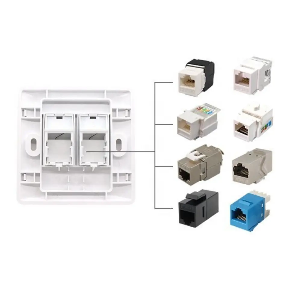 2 Port Face Plate RJ45 Cat6 45X45 Fransız Tip