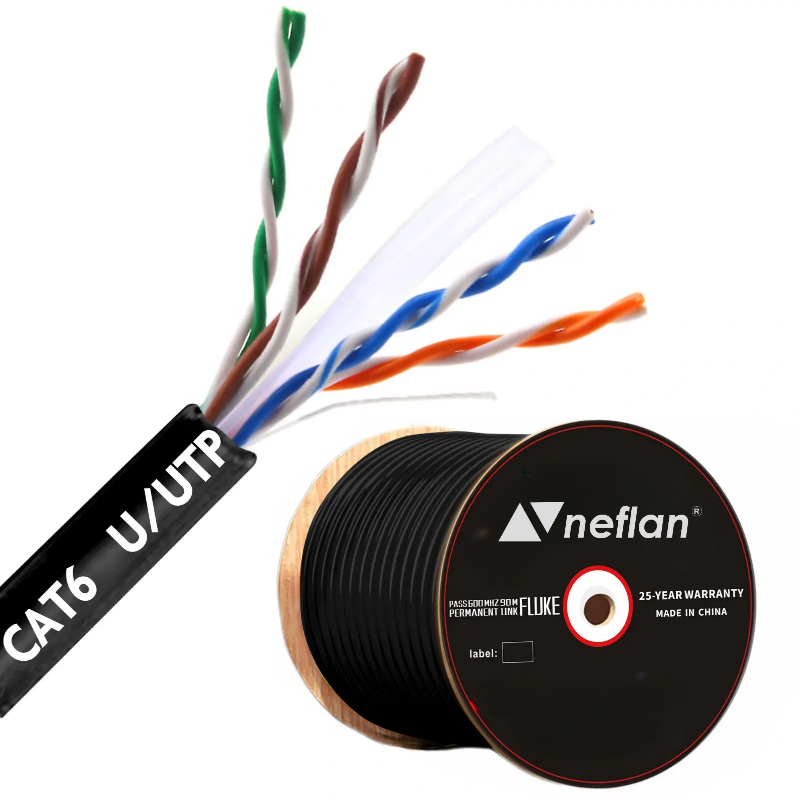 Cat6 Outdoor PE UTP 23 Awg Data Kablosu Siyah-500metre