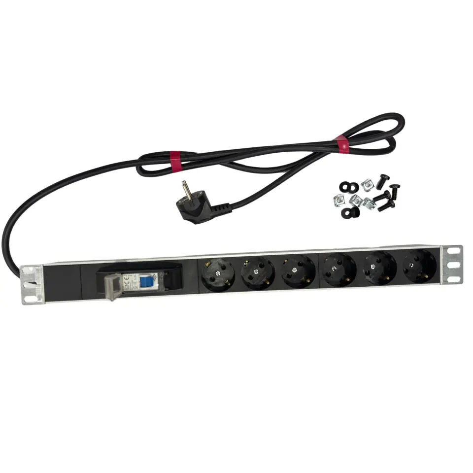Rack Kabinet Tipi Grup Priz 6'lı Schuko PDU,1U 19'' Aluminyum