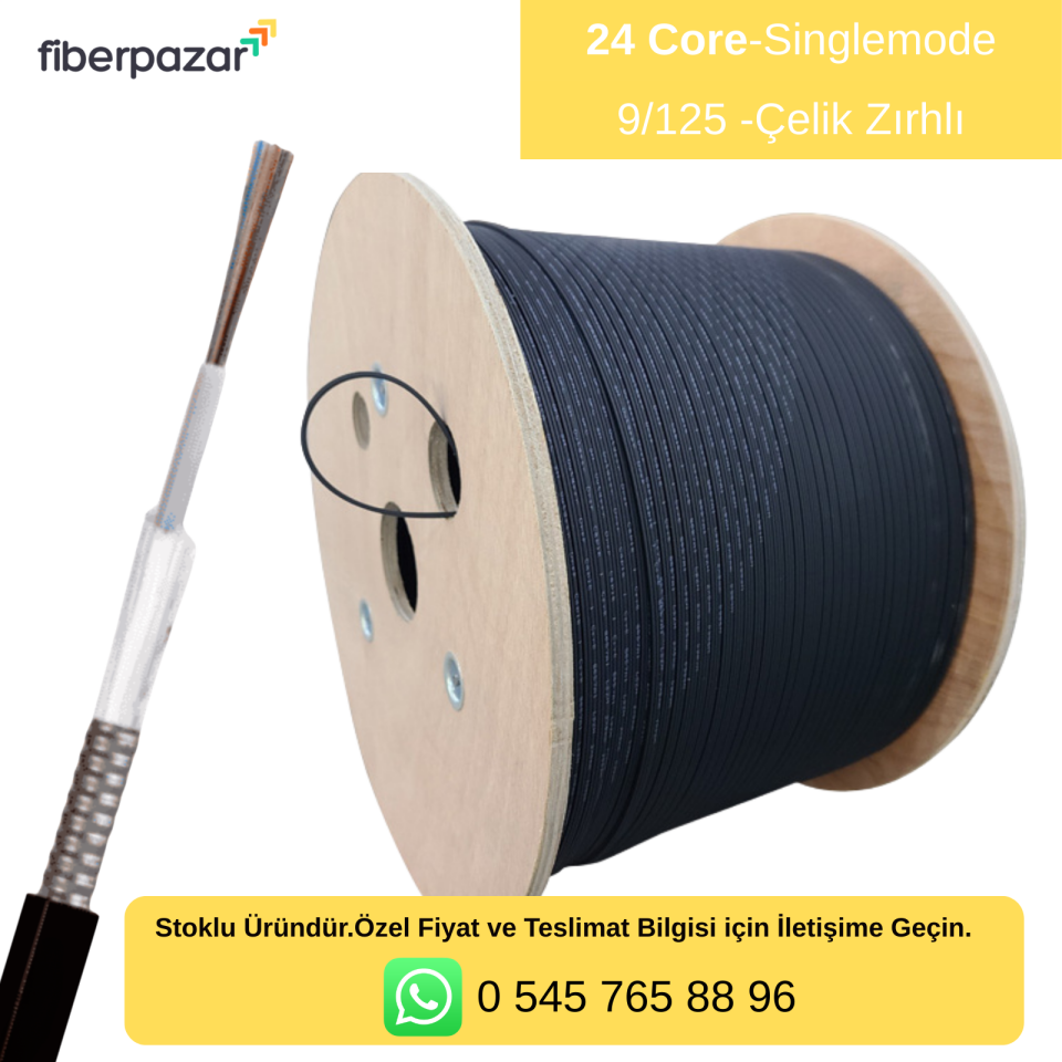 Neflan 24 Core  OS2 Singlemode 9/125 Çelik Zırhlı Fiber Optik Kablo