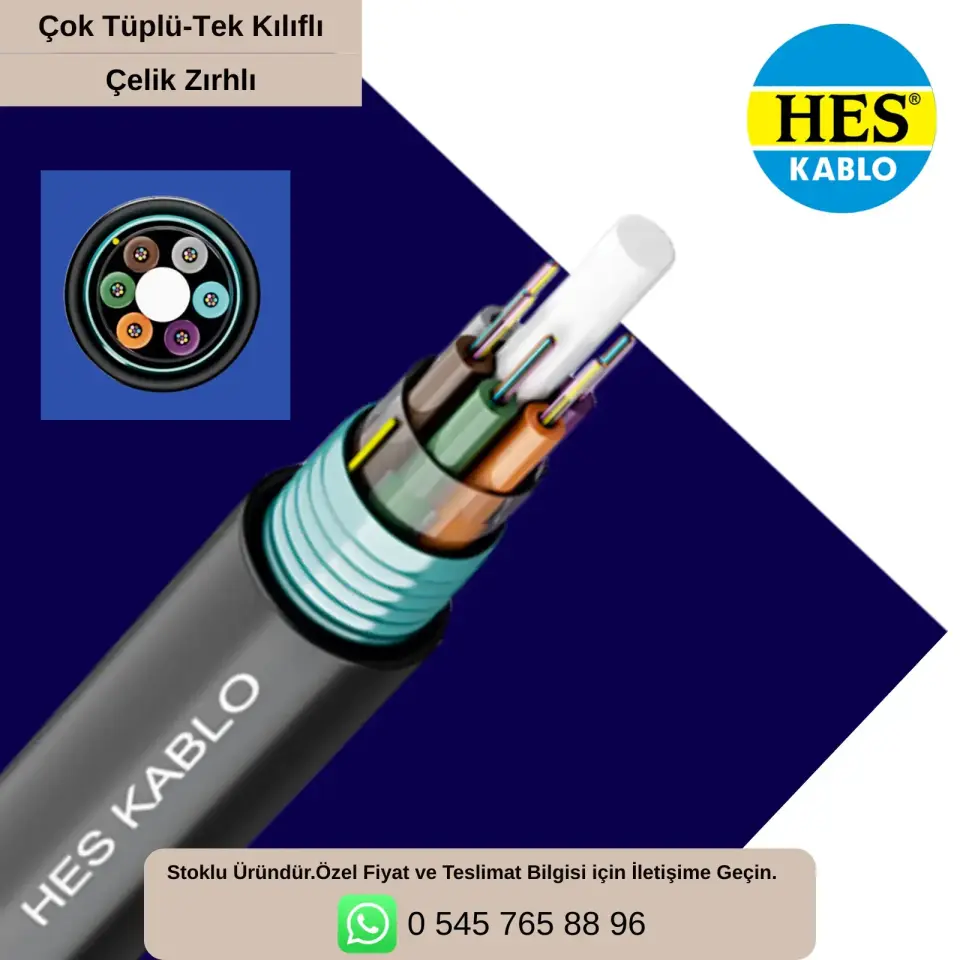 HES 48 Core  OS2 Singlemode 9/125 Çelik Zırhlı Fiber Optik Kablo-Çok Tüplü