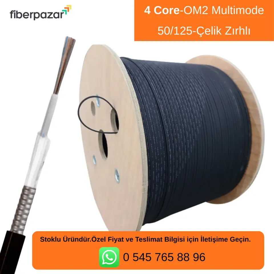 Neflan 4 Core OM2 Multimode 50/125 Çelik Zırhlı Fiber Optik Kablo
