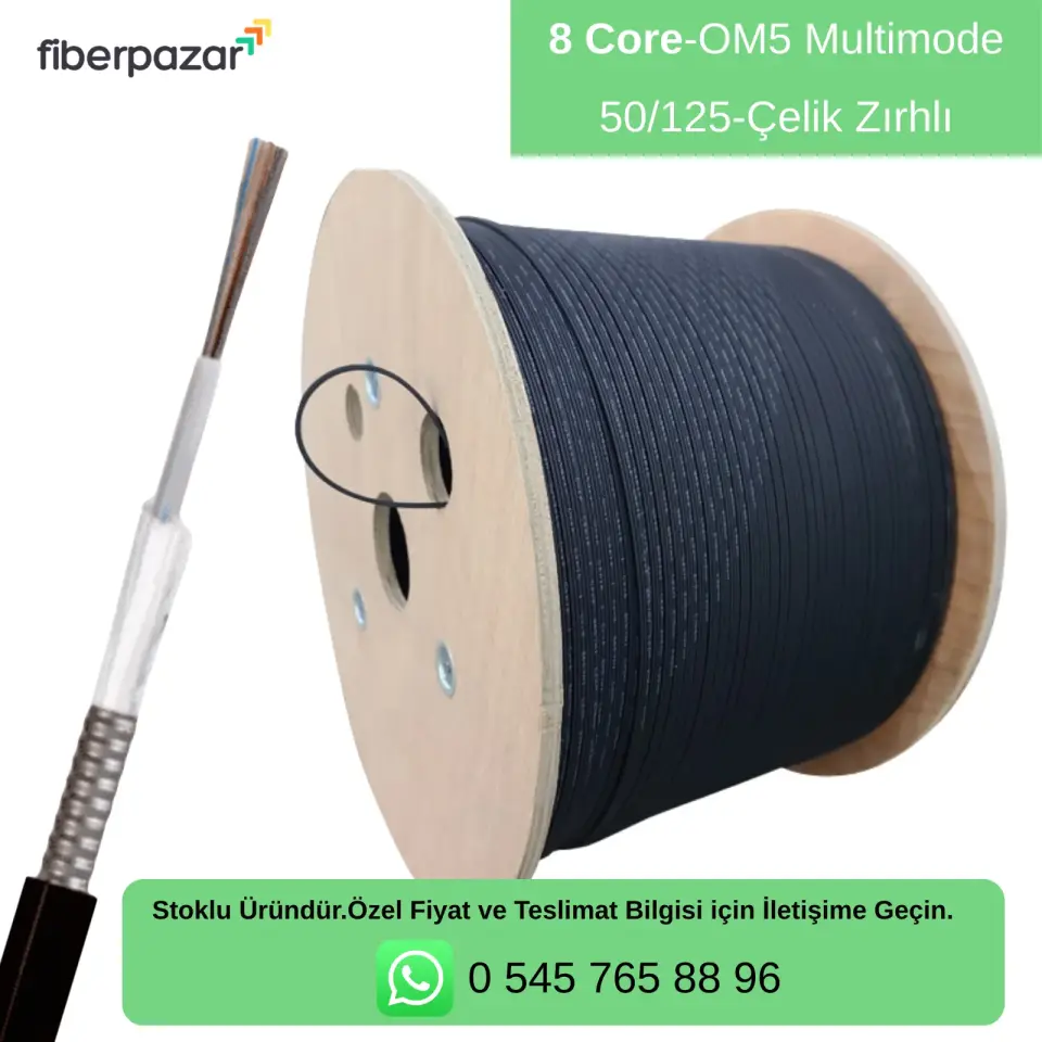 Neflan 8 Core OM5 Multimode 50/125 Çelik Zırhlı Fiber Optik Kablo