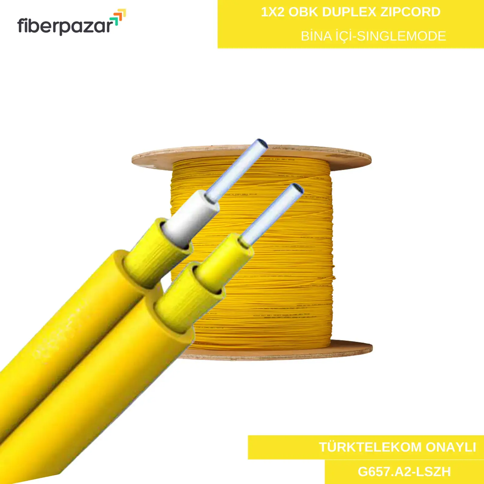 OBK Kablo(Bina İçi GPON Fiber Optik Kablo) 2 Core G657 A2 - 1000 metre