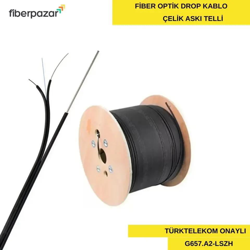 Çelik Askı Telli Fiber Optik DROP Kablo 4 Core - 1000metre