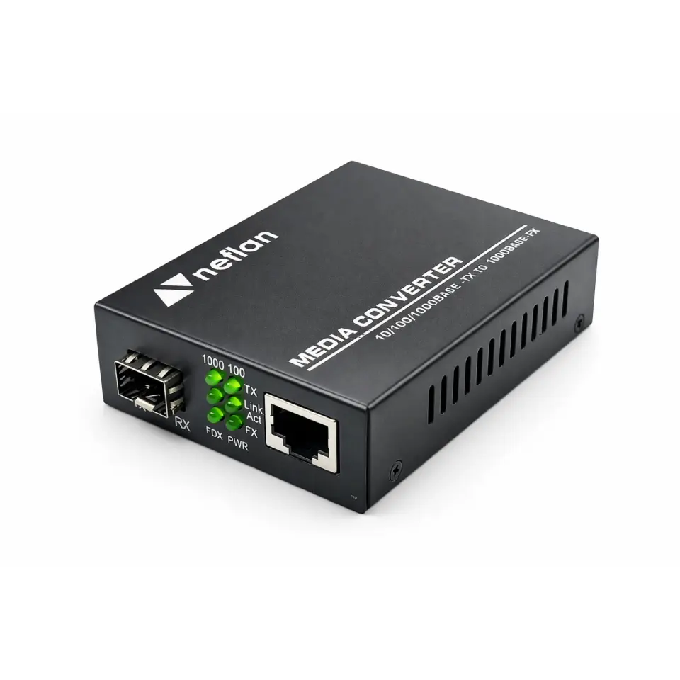 Fiber Optik-Ethernet Dönüştürücü ( Media Converter ) SFP SM/MM Gigabit to Gigabit Ethernet