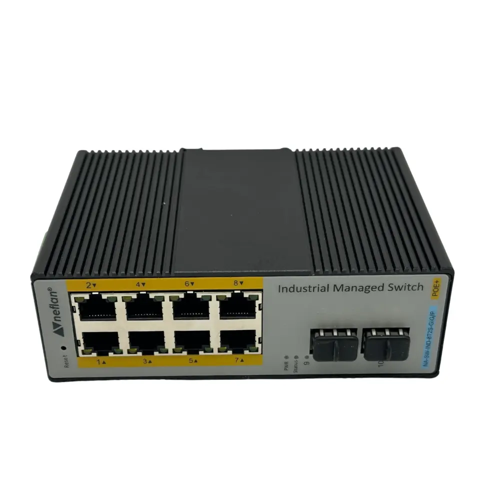 Endüstriyel POE Switch 8 Port Gigabit Ethernet + 2 Port Gigabit SFP(120W Endüstriyel Adaptor ile)