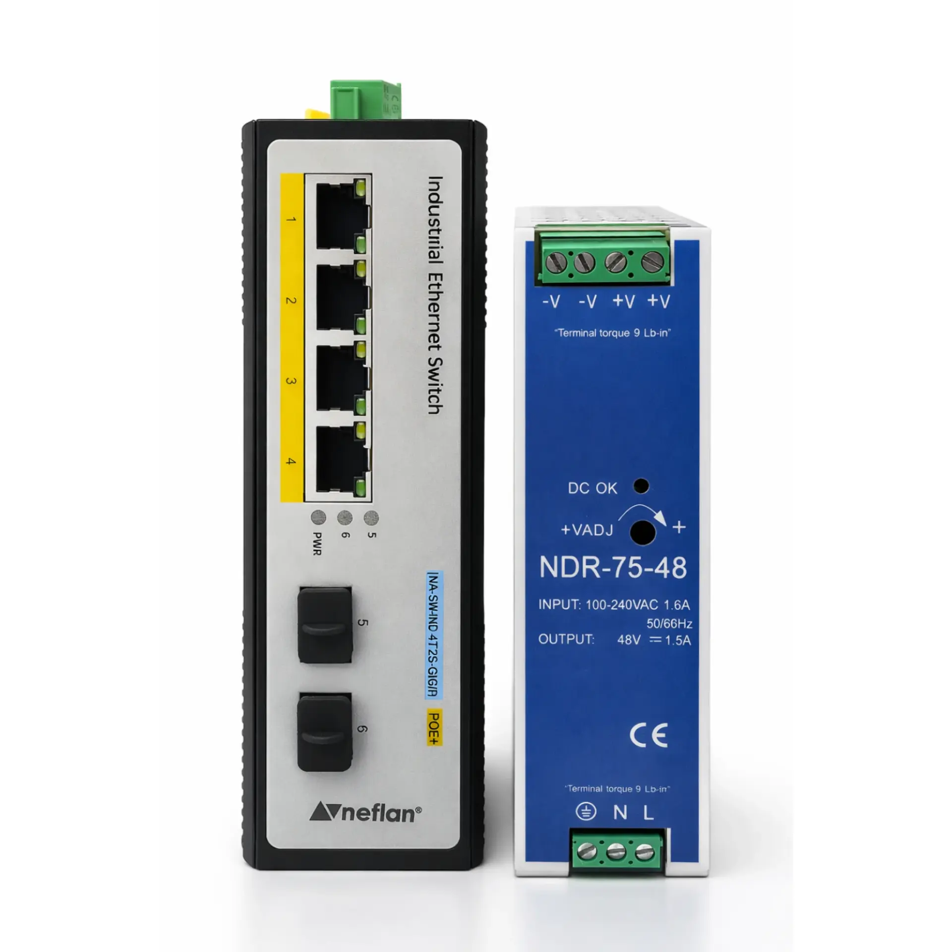 Endüstriyel POE Switch 4 Port Gigabit Ethernet + 2 Port Gigabit SFP(75W Endüstriyel Adaptor ile)
