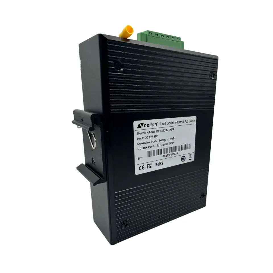 Endüstriyel POE Switch 4 Port Gigabit Ethernet + 2 Port Gigabit SFP(75W Endüstriyel Adaptor ile)