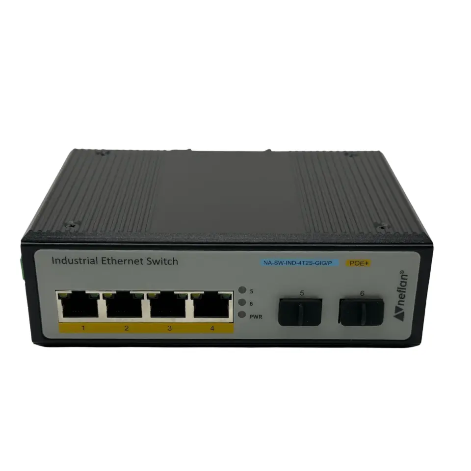 Endüstriyel POE Switch 4 Port Gigabit Ethernet + 2 Port Gigabit SFP(75W Endüstriyel Adaptor ile)