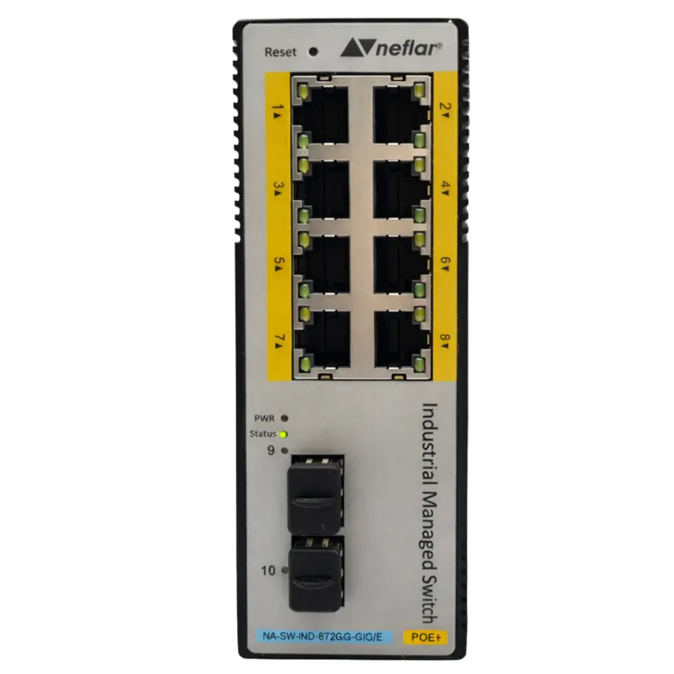 Endüstriyel POE Switch 8 Port Gigabit Ethernet + 2 Port Gigabit SFP 240W